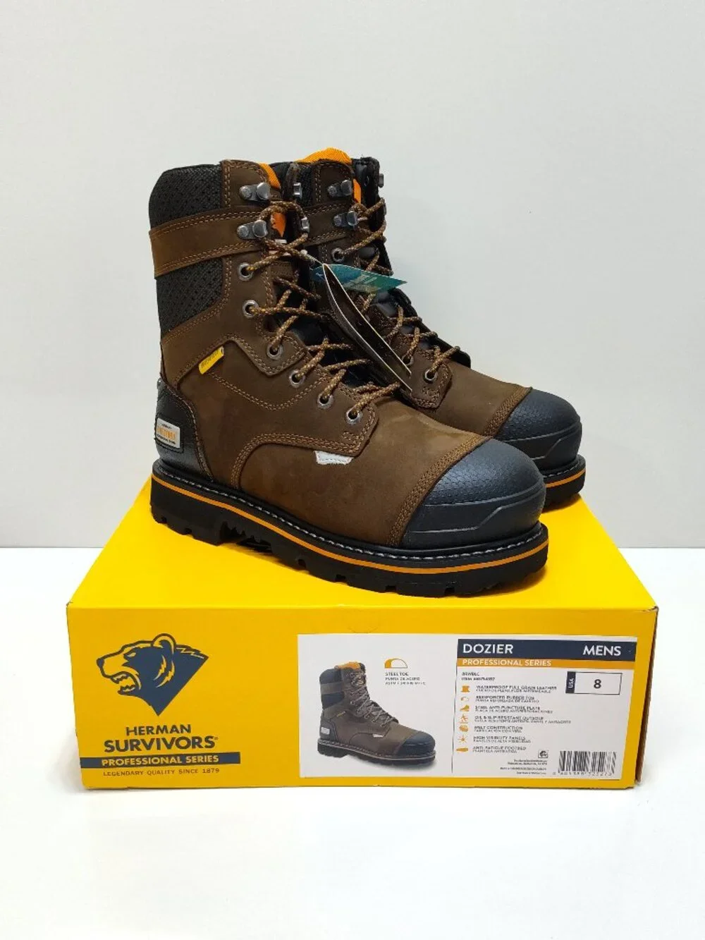 Herman Survivors Dozier Mens US 8 Steel Toe Leather Work Boots Waterproof NWT